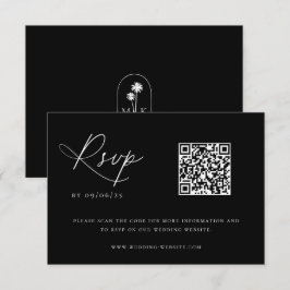 Zeitgenössischer QR-Code für Küstenchic Wedding RSVP Karte