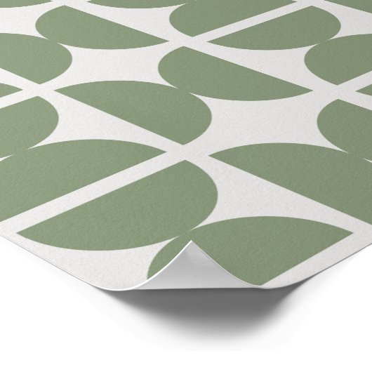 Zeitgenössischer Sage Green Retro Halbmond 70er Poster (Ecke)