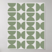 Zeitgenössischer Sage Green Retro Halbmond 70er Poster (Vorne)