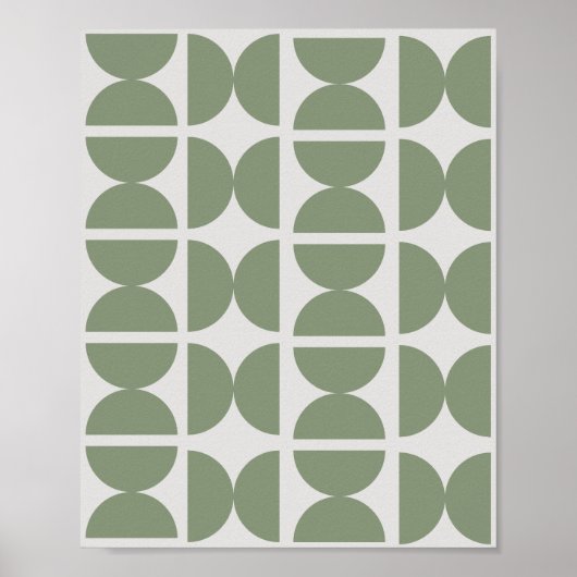 Zeitgenössischer Sage Green Retro Halbmond 70er Poster (Vorne)
