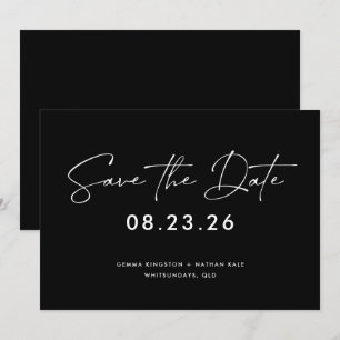 Zeitgenössischer Schwarz-Weiß Save-the-Date Einladung