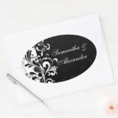 Zeitgenössischer Schwarz-Weiß-Swirl Ovaler Aufkleber (Umschlag)