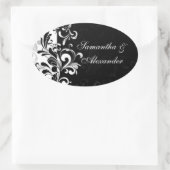 Zeitgenössischer Schwarz-Weiß-Swirl Ovaler Aufkleber (Tasche)