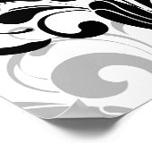 Zeitgenössischer Schwarz-Weiß-Swirl Poster (Ecke)