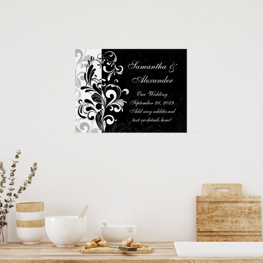 Zeitgenössischer Schwarz-Weiß-Swirl Poster (Küche)