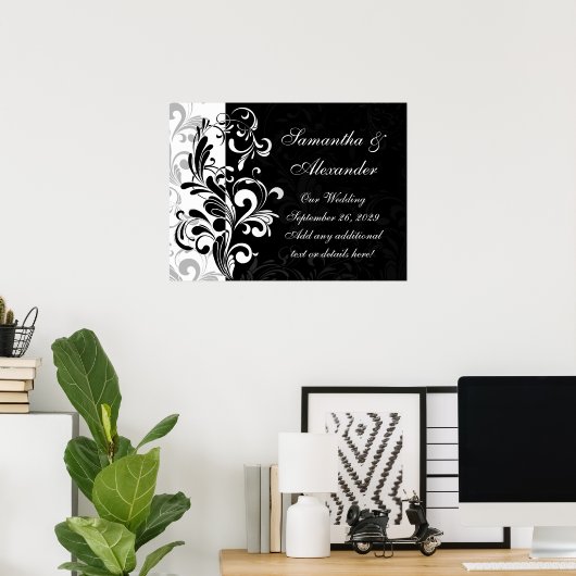 Zeitgenössischer Schwarz-Weiß-Swirl Poster (Heimbüro)