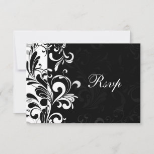 Zeitgenössischer Schwarz-Weiß-Swirl RSVP Karte