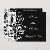 Zeitgenössischer Schwarz-Weiß-Swirl Save The Date (Vorne/Hinten)