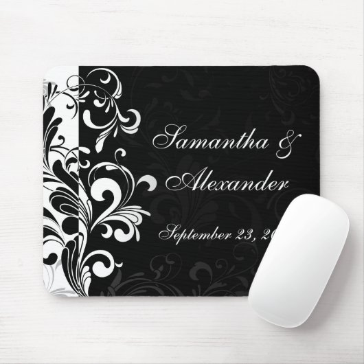 Zeitgenössischer Schwarzweiss-Strudel Mousepad (Mit Mouse)