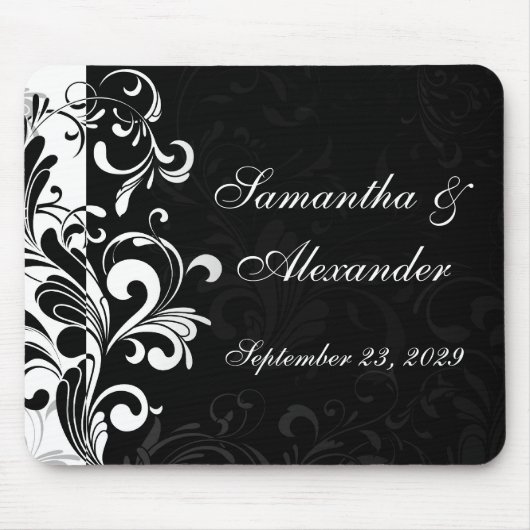 Zeitgenössischer Schwarzweiss-Strudel Mousepad (Vorne)