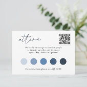Zeitgenössischer Script QR Code Wedding ATTIRE Begleitkarte (Stehend Vorderseite)