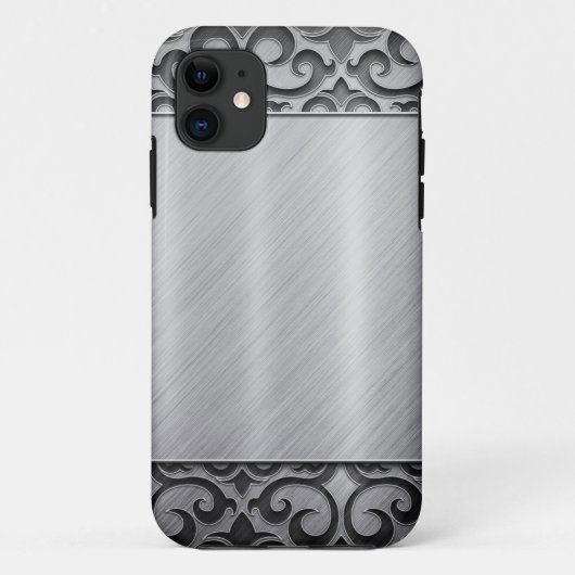 Zeitgenössischer silberner metallischer Case-Mate iPhone hülle (Rückseite)