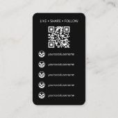Zeitgenössischer Social-Media-Logo-QR-Code Schwarz Visitenkarte (Rückseite)
