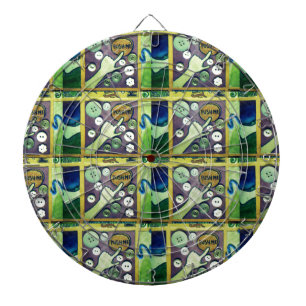 Zeitgenössischer Spaß-Mosaik-Kunst-Druck – Ein Spi Dartscheibe
