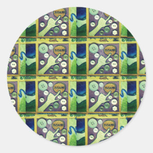 Zeitgenössischer Spaß-Mosaik-Kunst-Druck – Ein Spi Runder Aufkleber
