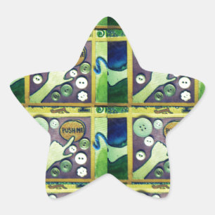 Zeitgenössischer Spaß-Mosaik-Kunstprint – Ein Spie Stern-Aufkleber