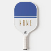 Zeitgenössischer stylischer Blauer Farbblock-Text Pickleball Schläger (Rückseite)