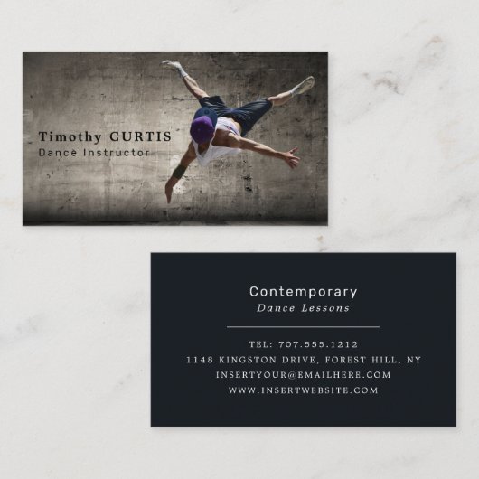 Zeitgenössischer Tänzer, Tanzlehrer Visitenkarte (Vorne/Hinten)
