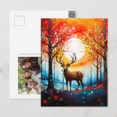 Zeitgenössischer Wald Feiertagspostkarte (Vorne/Hinten)