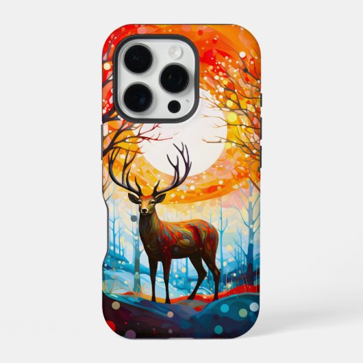 Zeitgenössischer Wald Wildhirsch iPhone Hülle (Rückseite)