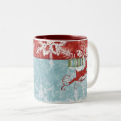 Zeitgenössischer Weihnachts-Rentier-Weihnachten-Ka Zweifarbige Tasse (VorderseiteRechts)