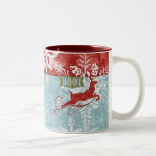 Zeitgenössischer Weihnachts-Rentier-Weihnachten-Ka Zweifarbige Tasse
