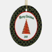 Zeitgenössischer Weihnachtsbaum mit Diamantmuster Keramik Ornament (Rechts)