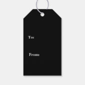 Zeitgenössischer weißer Weihnachtsbaum auf schwarz Geschenkanhänger (Rückseite)