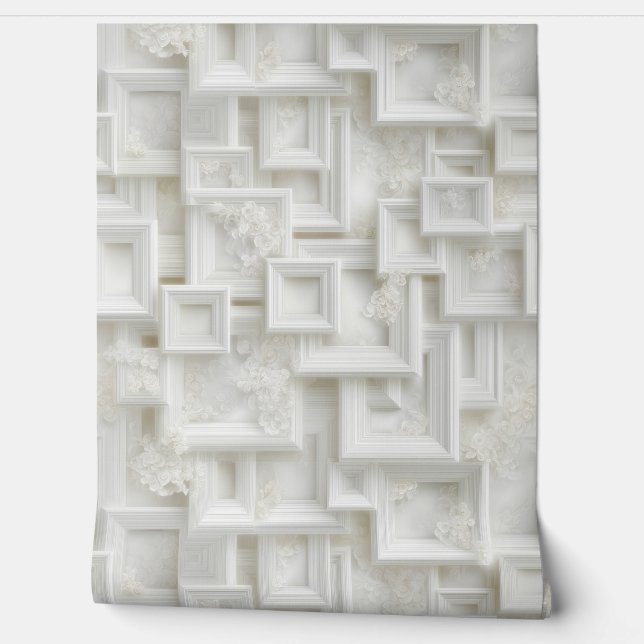 Zeitgenössischer Weißkasten mit Abstrakten Florals Tapete (Abrollen)