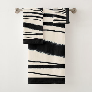 Zeitgenössischer Zebra-Druck mit schwarzer Grenze Badhandtuch Set