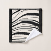 Zeitgenössischer Zebra-Druck mit schwarzer Grenze Badhandtuch Set (Waschlappen)