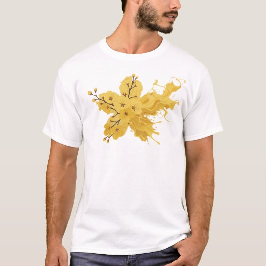Zeitgenössisches ABSTRACTES BLUMEN Statement Desig T-Shirt (Vorderseite)
