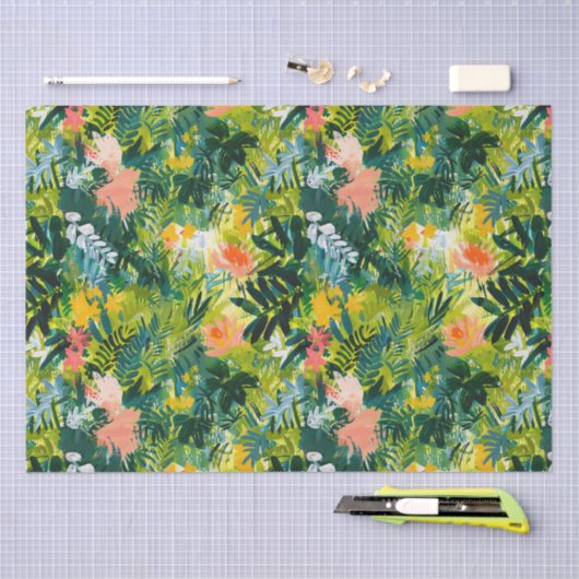 Zeitgenössisches Abstraktes Blumenmuster Seidenpapier (Handwerk)