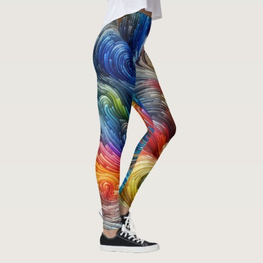 Zeitgenössisches Abstraktes Funkspektrum Leggings (Rechts)