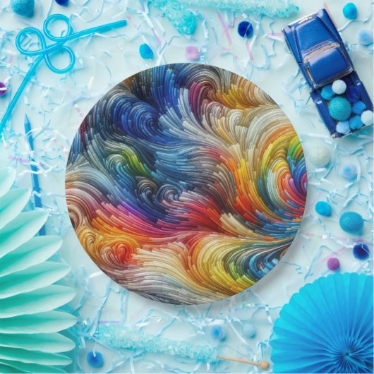 Zeitgenössisches Abstraktes Funkspektrum Pappteller (Party)