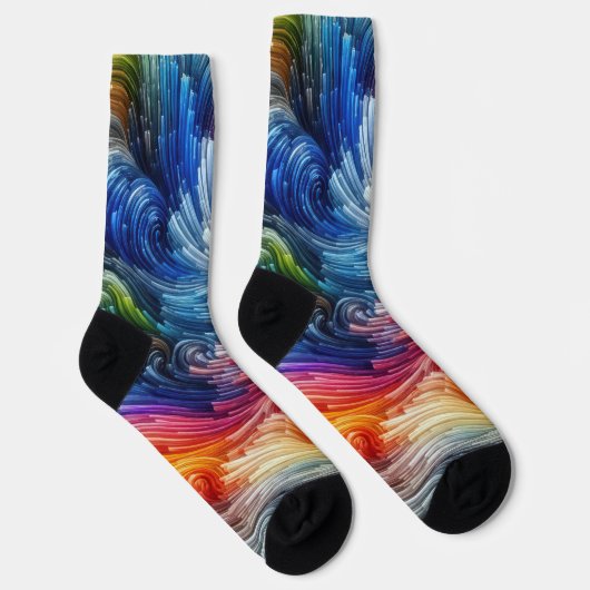 Zeitgenössisches Abstraktes Funkspektrum Socken (Rechts)