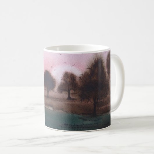 zeitgenössisches abstraktes Sonnenuntergangsdesign Kaffeetasse (VorderseiteRechts)