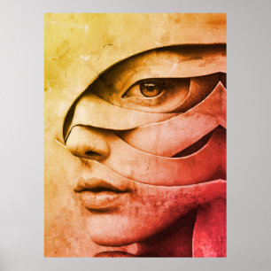 Zeitgenössisches abstraktes weibliches Porträt Poster