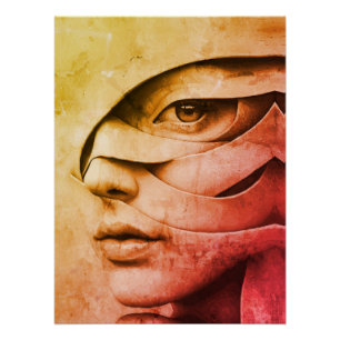 Zeitgenössisches abstraktes weibliches Porträt Poster