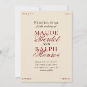 Zeitgenössisches altes Geld kühne rote Hochzeit Einladung (Vorderseite)