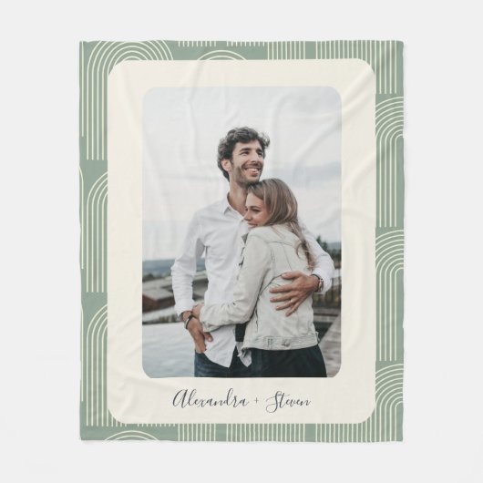 Zeitgenössisches Arch Line Art Sage Personalisiert Fleecedecke (Vorderseite)