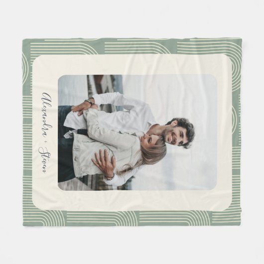 Zeitgenössisches Arch Line Art Sage Personalisiert Fleecedecke (Vorderseite (Horizontal))