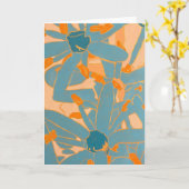 Zeitgenössisches Blattdesign in Pfirsich  Karte (Gelbe Blume)