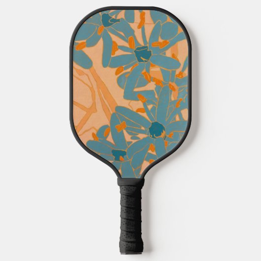 Zeitgenössisches Blattdesign Pfirsich Pickleball Schläger (Vorderseite)