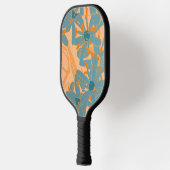 Zeitgenössisches Blattdesign Pfirsich Pickleball Schläger (Links)