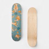 Zeitgenössisches Blattdesign Pfirsich Skateboard (Vorderseite)