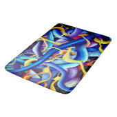 Zeitgenössisches Blau Abstrakt - tiefe Illusion Badematte (Schrägansicht)