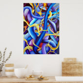 Zeitgenössisches Blau Abstrakt - tiefe Illusion Poster (Küche)