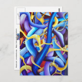 Zeitgenössisches Blau Abstrakt - tiefe Illusion Postkarte (Vorne/Hinten)