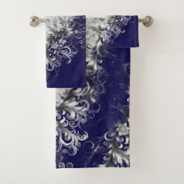 Zeitgenössisches Blau-Grau-Handtuch-Set Badhandtuch Set